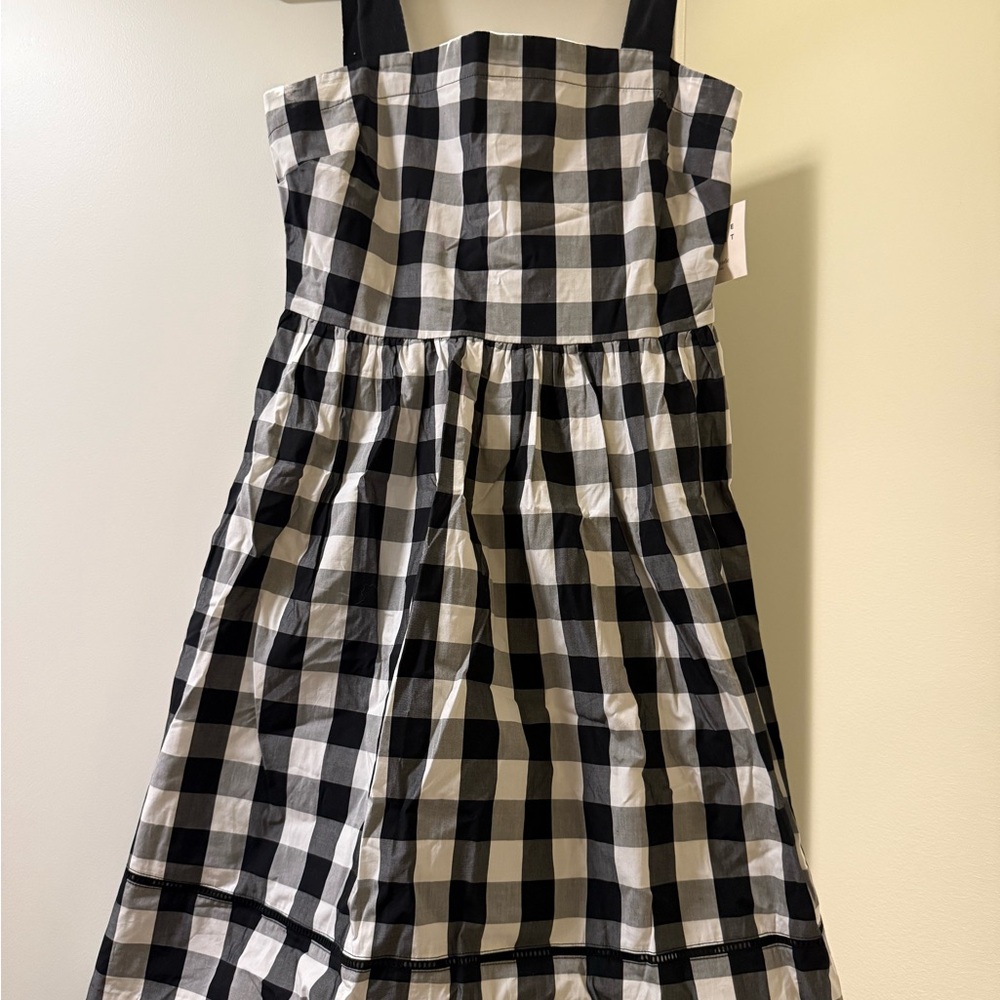 kate spade Black and White Gingham Midi Dress w/ Pockets